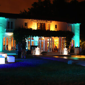 Outdoor event venue lighting by harmony rental