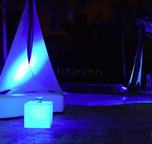 Poolside lounge lighting by harmony rental