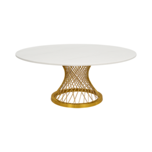 Gold Valerie White Marble Top 72" Diameter