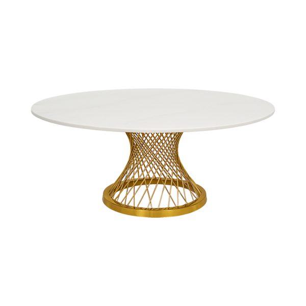Gold Valerie White Marble Top 72" Diameter